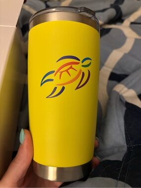 Yellow Tumbler with Colorful 🐢Turtle- Insulated Drinkware